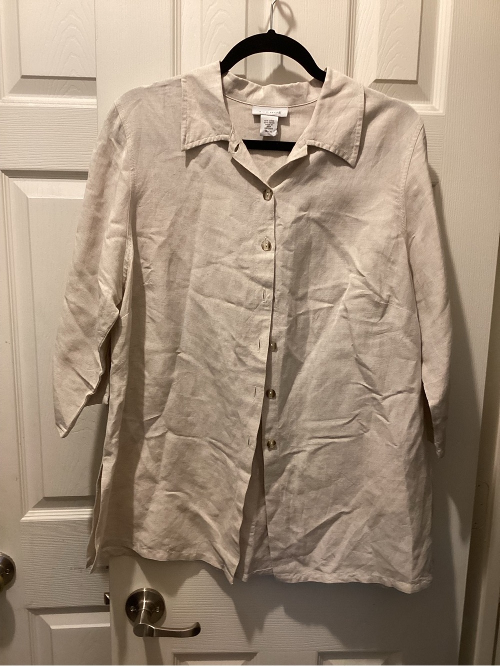 Avenue Beige Linen-Rayon Shirt